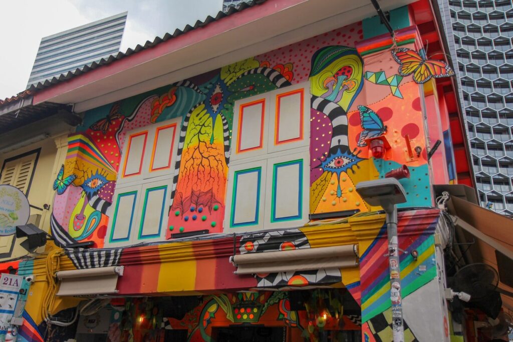 Singapore Culture : Vibrant murals and painted walls showcasing local creativity across neighbourhoods.