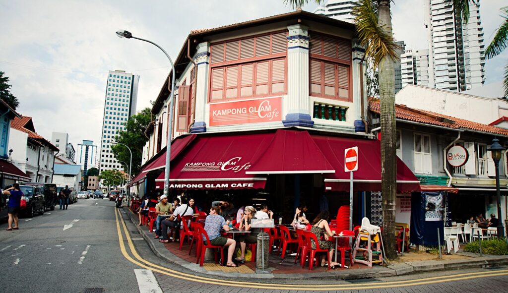 Malay Traditions in SG : Street food stalls offering Malay and Middle Eastern cuisine at Arab Street