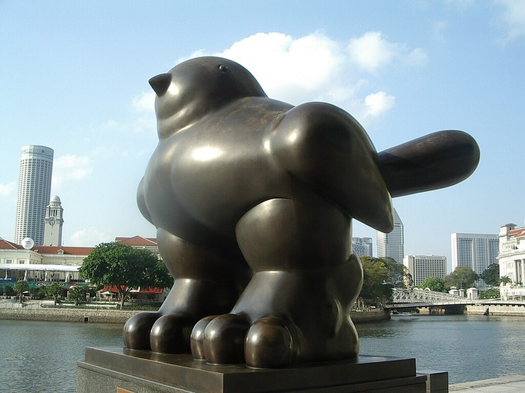 Singapore Public Art : A contemporary sculpture displayed in a public park surrounded by greenery