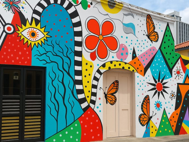 e Guide to Japanese Food : A local artist painting a community mural that celebrates neighbourhood life in Singapore.