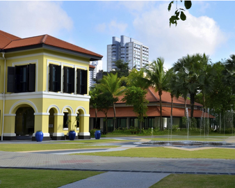 Exploring Kampong Glam Heritage : A view of Istana Kampong Gelam surrounded by palm trees